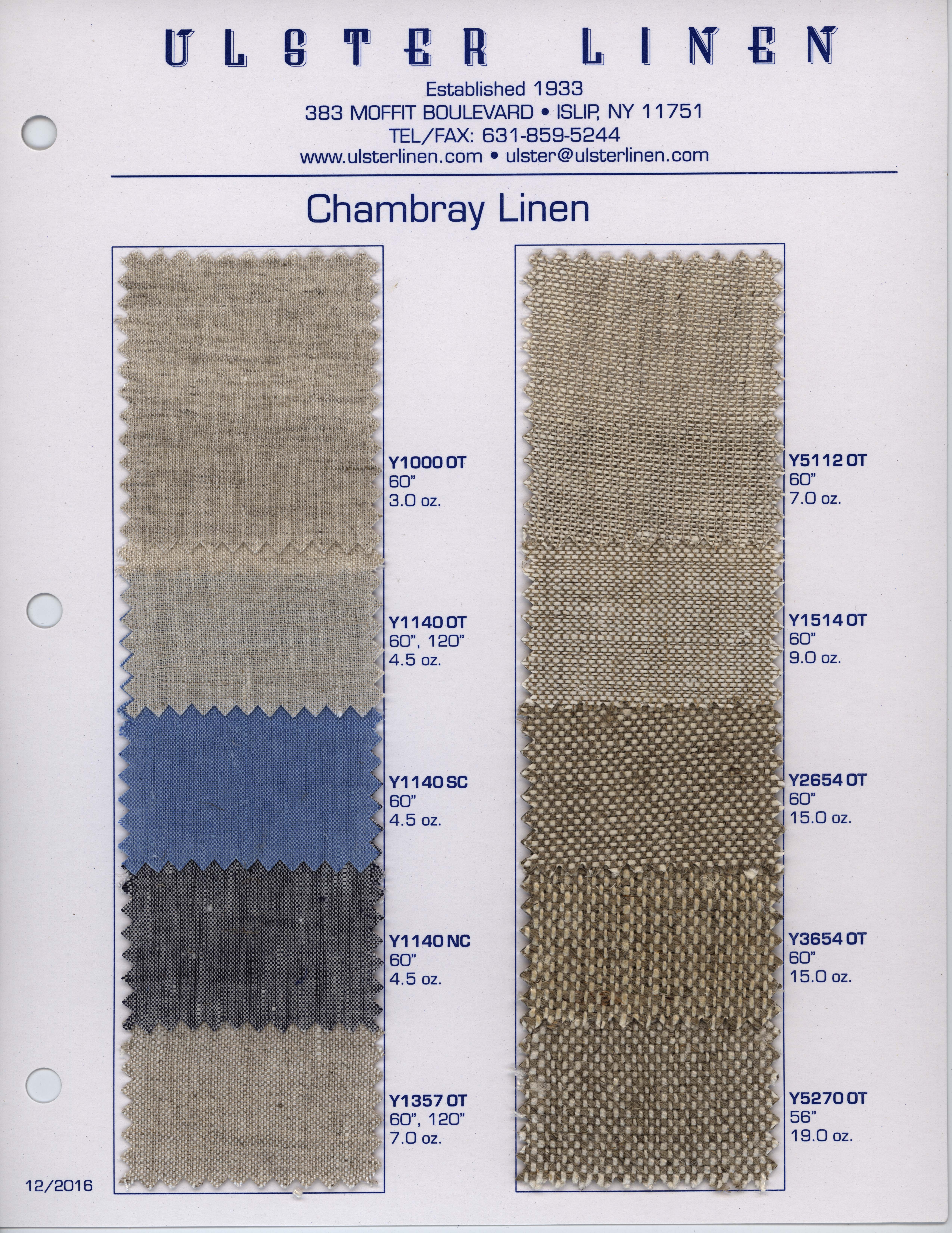 Chambray Range Marketing Material Swatch Card M051 Ulster Linen