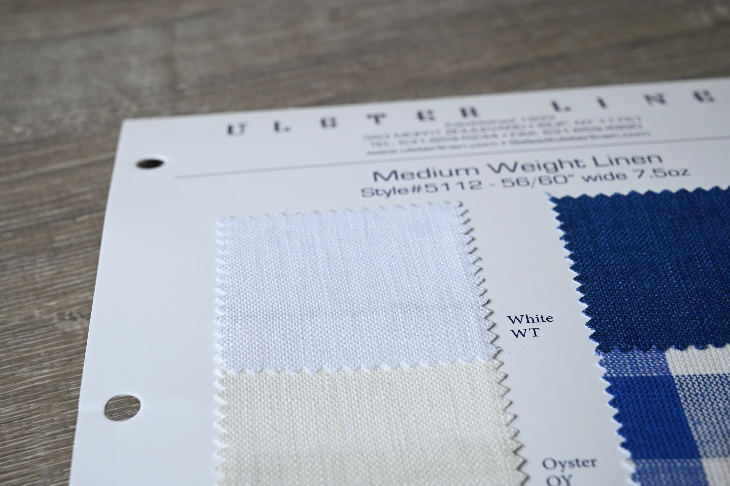 Medium Weight White Linen Fabric Swatch