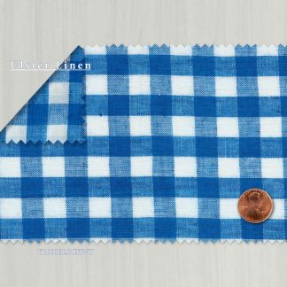 Light Weight Gingham Blue and White Linen