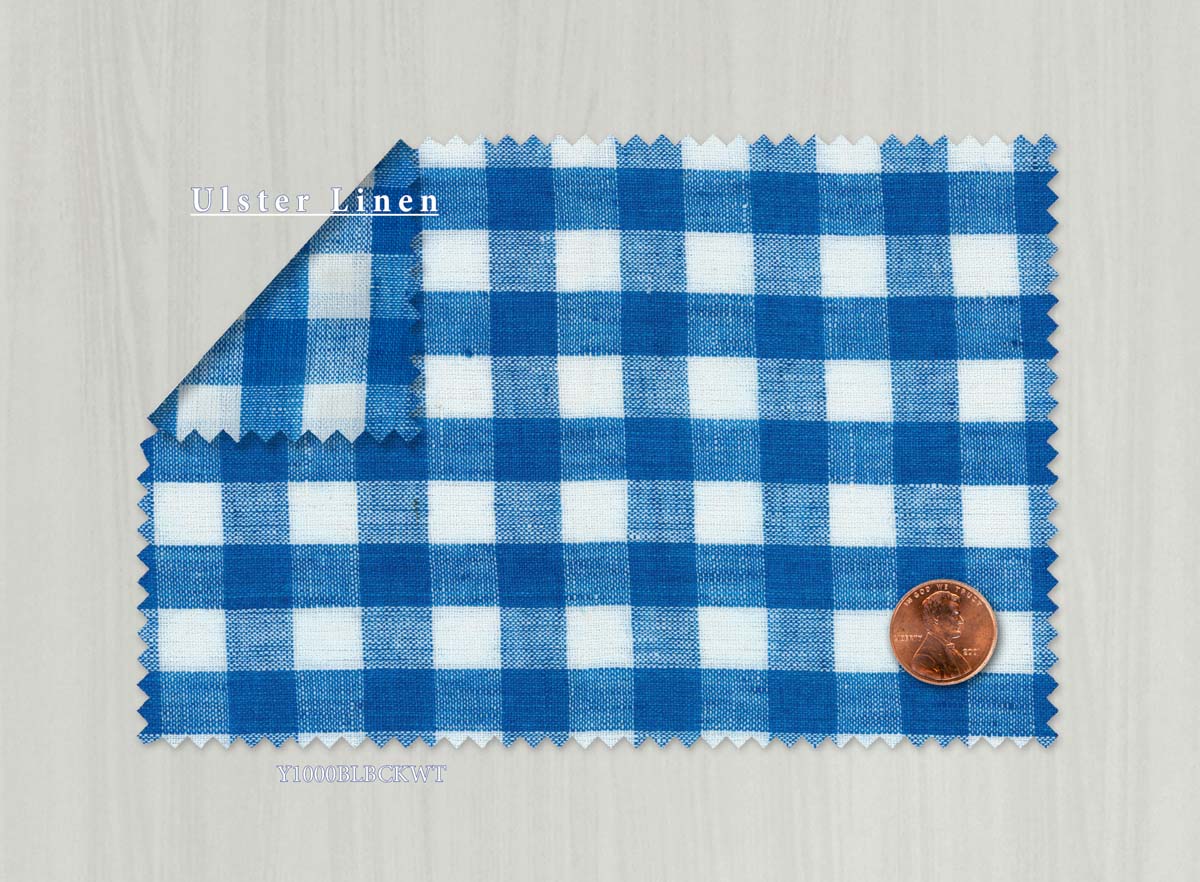 Light Weight Gingham Blue and White Linen