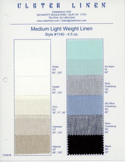 Y1140 Medium Weight Linen Fabric