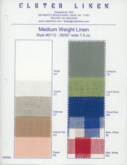 Y5112 Linen Fabric Swatch Card