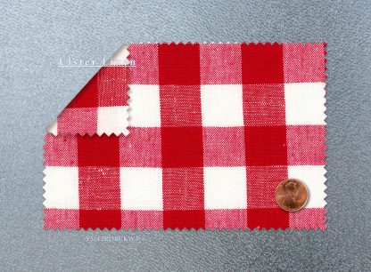 Medium Weight Red Gingham Linen and Cotton