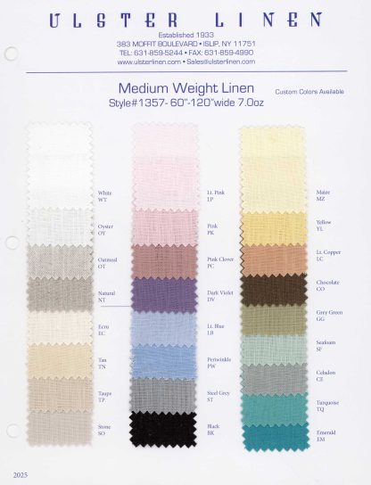 Medium Weight Linen Fabric Swatch Card -1357